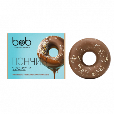 Пончик шоколадный с грецким орехом Bob